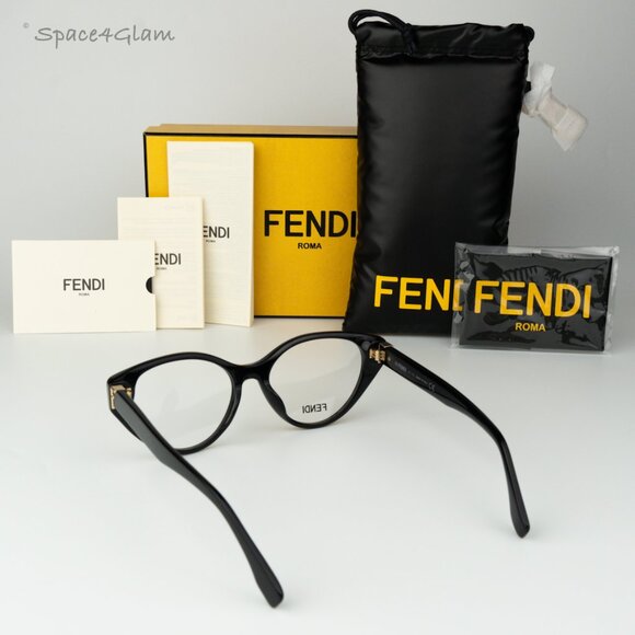 BRAND NEW Fendi FE50020I FIRST 053 Shiny Black Demo Women Cat Eye Eyeglasses - Picture 7 of 9